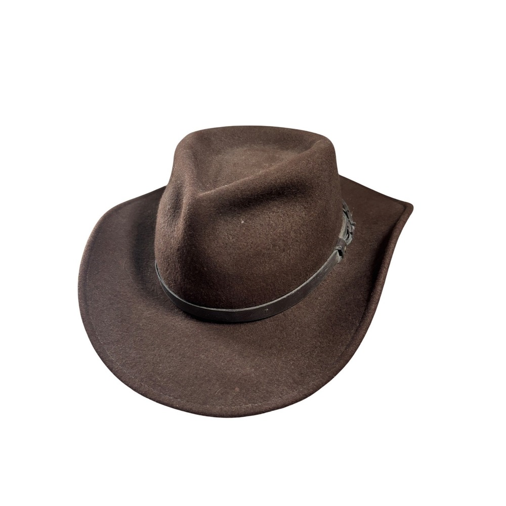 Scala Classica Dorfman PacificBrown 100% Wool Felt Outback Fedora Hat XL Western